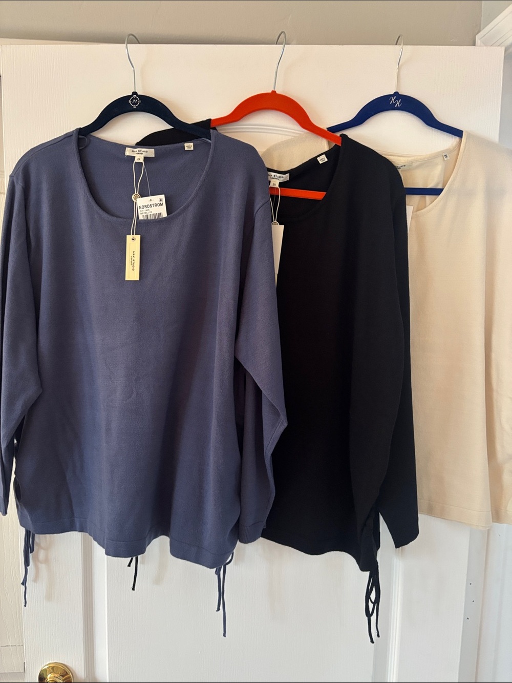 NWT Max Studio Scoop Neck Lightweight Sweaters Bundle (3) Side Tie SZ 2X